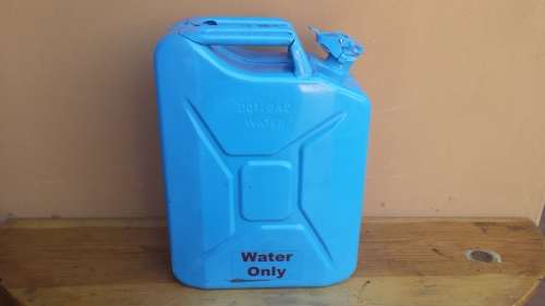 Blue jerry can.