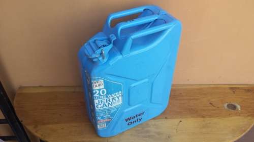 Blue jerry can.