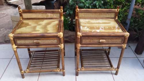 Awesome pair of cane bedside tables.