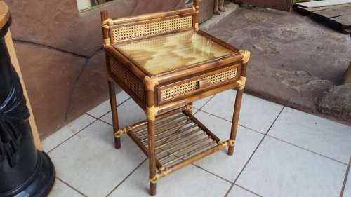 Awesome pair of cane bedside tables.