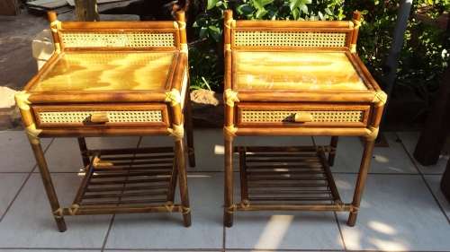Awesome pair of cane bedside tables.