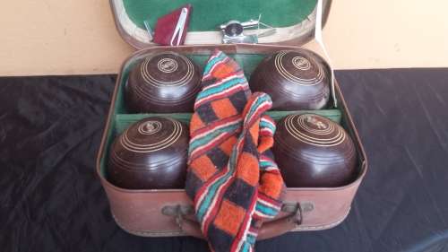 Old case of bowling balls.
