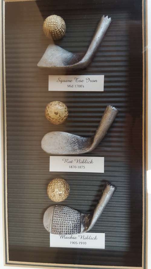 Awesome hanging golfing memorabilia.