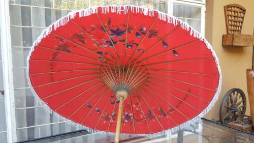Beautiful old wooden Chinese umbrella.