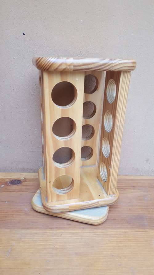 Lovely pine rotating spice rack.