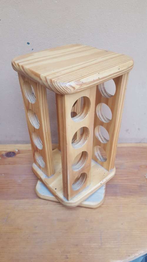 Lovely pine rotating spice rack.