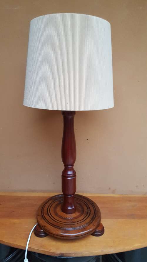 Beautiful old wooden standing table lamp.
