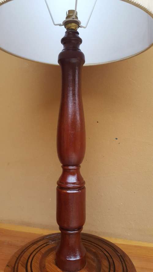 Beautiful old wooden standing table lamp.