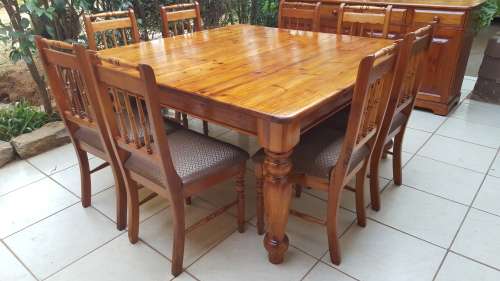 Large old oregan pine dining room suite.