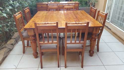 Large old oregan pine dining room suite.