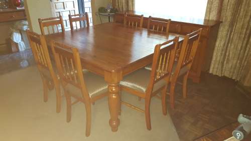 Large old oregan pine dining room suite.