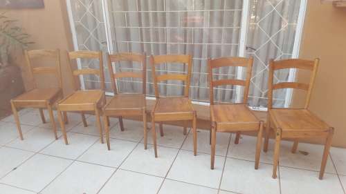 Set of 6 old wooden chairs.
