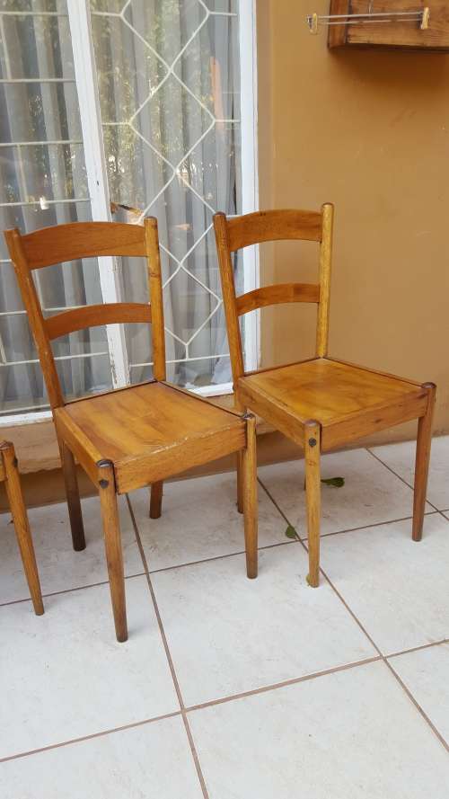 Set of 6 old wooden chairs.