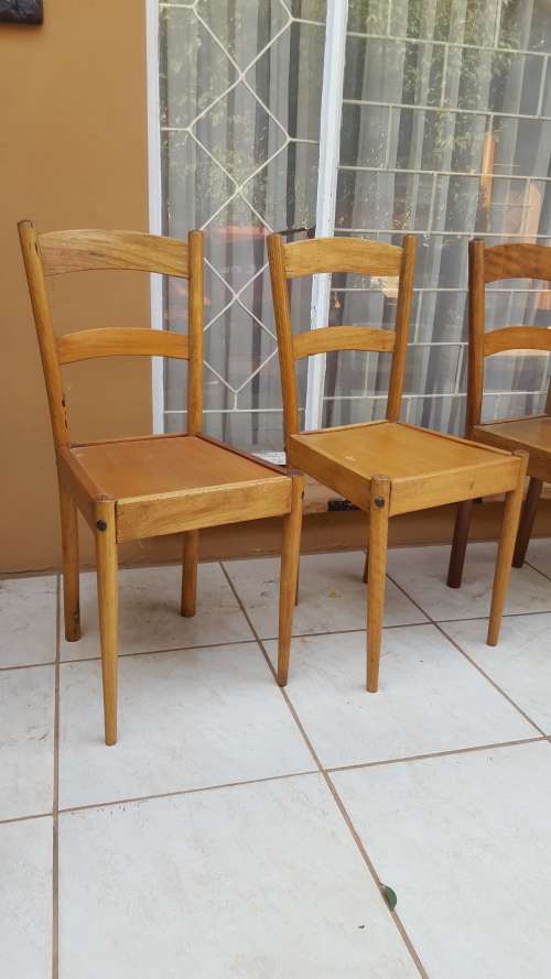 Set of 6 old wooden chairs.