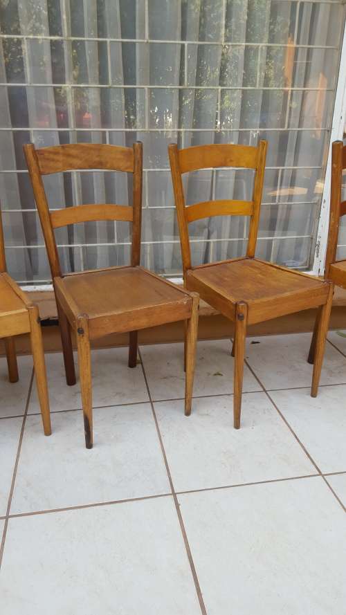 Set of 6 old wooden chairs.