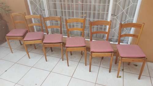 Set of 6 old wooden chairs.