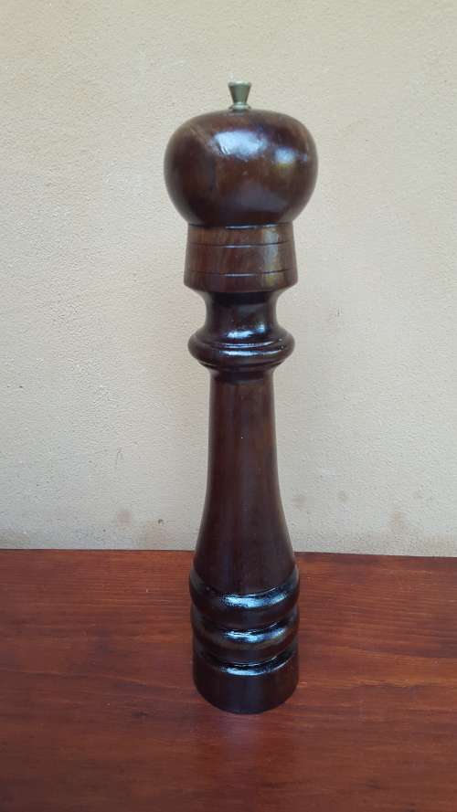 Beautiful solid imbuia wood pepper grinder.