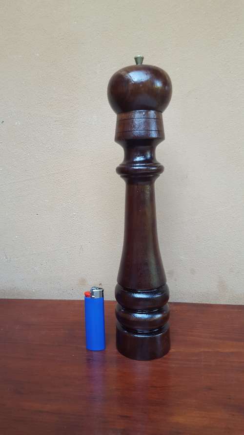 Beautiful solid imbuia wood pepper grinder.