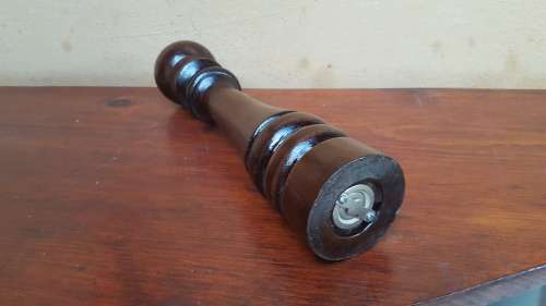 Beautiful solid imbuia wood pepper grinder.