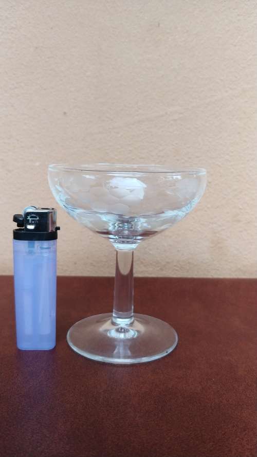 Set of 6 grape cut champagne glasses.