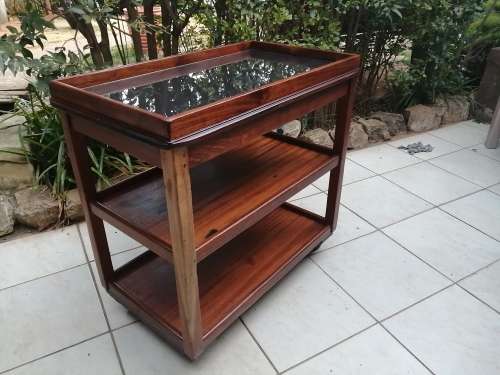 Lovely old large wooden tea rolley.