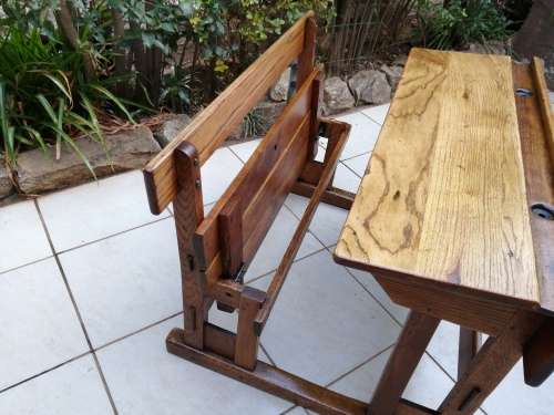 Beautiful vintage solid oak kids school desk.