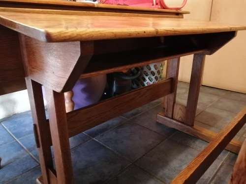 Beautiful vintage solid oak kids school desk.