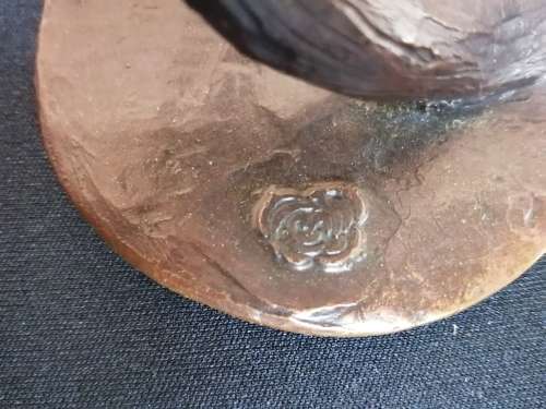 Solid bronze chameleon, sculpture by Sarah Richards.