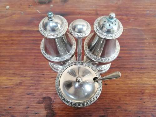 Beautiful silver plated condiment set.