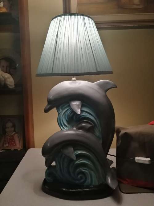 Beautiful large ceramic dolphin lamp.