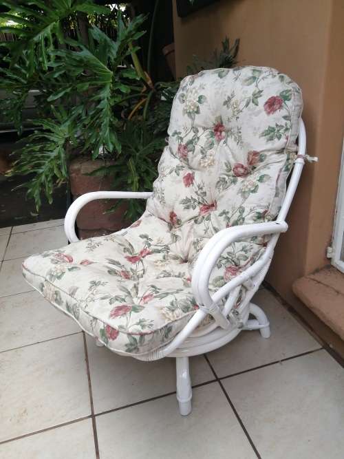 Beautiful old white cane chair.