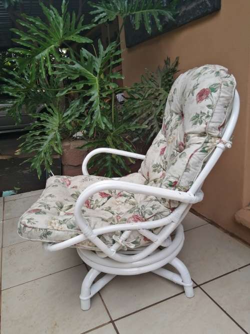 Beautiful old white cane chair.