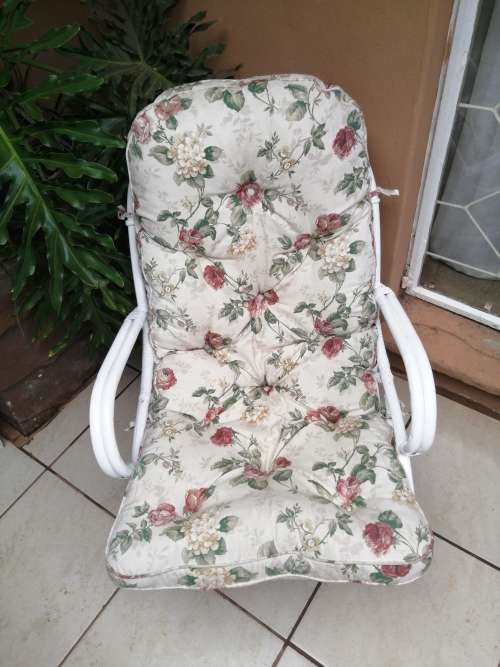 Beautiful old white cane chair.