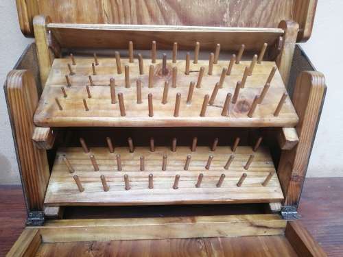 Awesome wooden cotton reel box.