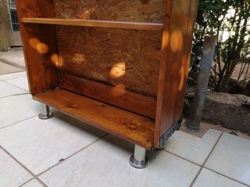 Awesome, large rustic wooden shelf.