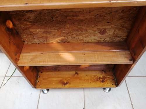 Awesome, large rustic wooden shelf.