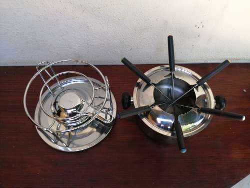 Lovely stainless steel fondue set.