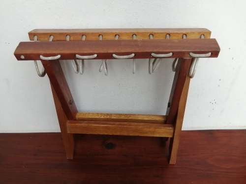 Awesome old solid wood fold up fishing stool.
