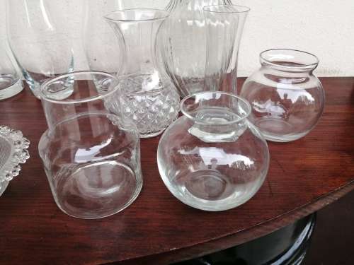 Lovely collection of glass vases, dishes and bowls.