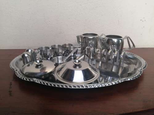 Lovely vintage stainless steel breakfast set.