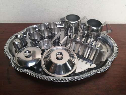 Lovely vintage stainless steel breakfast set.