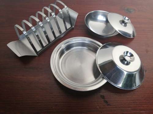 Lovely vintage stainless steel breakfast set.