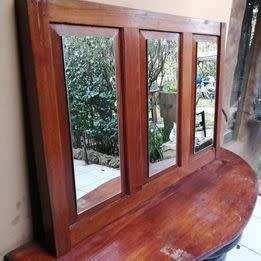 Beautiful, large solid oak mirror.