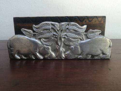 Old stamp box and letter holder set.