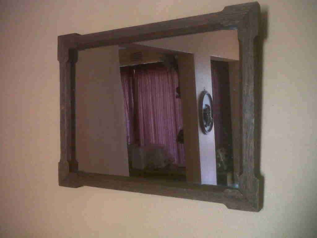 OLD HAND MADE OAK FRAME WITH MIRROR
