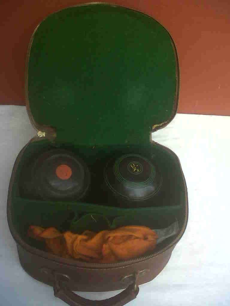 PAIR OF BOWLING BALLS.