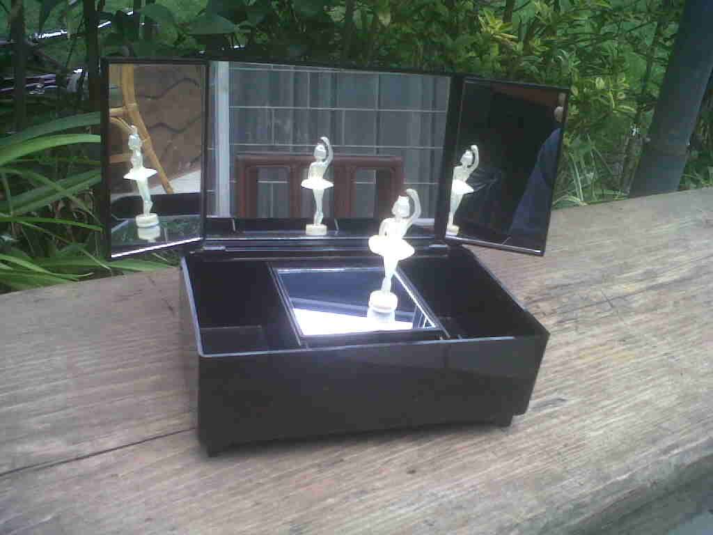OLD BLACK JEWELLERY BOX
