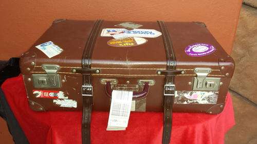 Old medium brown suitcase