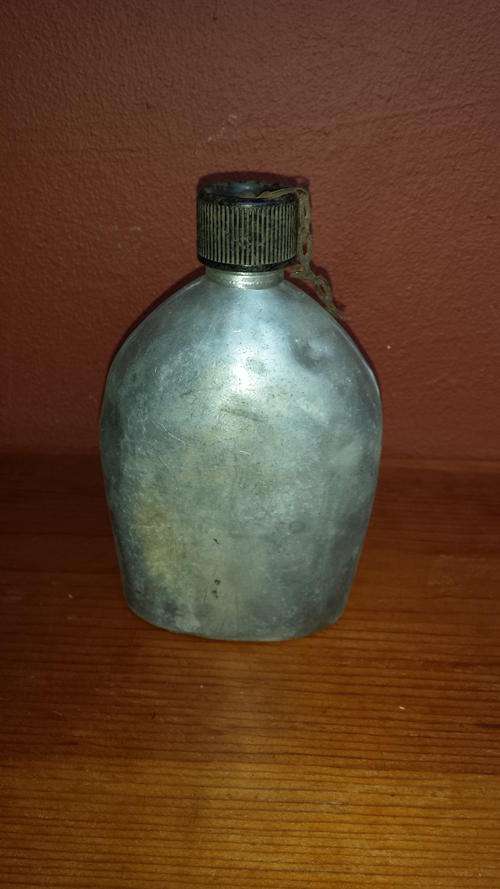 Old aluminium army water bottle.