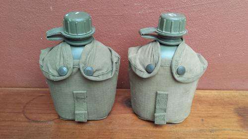Pair of old army water bottles.